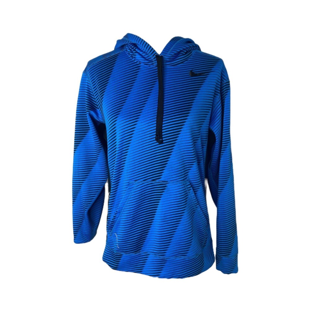 Nike Men’s Hoodie Blue and Black Fleece Lined Therma-Fit Athletic Size Small